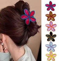 Ensemble de pinces à cheveux en plastique à fleurs de couleur contrastée - Accessoire de cheveux mignon et charmant pour les coiffures féminines et jeunes, style estival