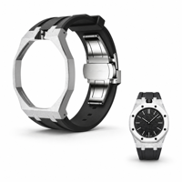 Lionorm Luxus Mattgold Edelstahl Uhrengehäuse mit Silikonarmband für Ap-swatch Royal Pop Taschenuhr Mod-Kit