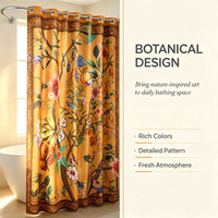 Rideau de douche imperméable vintage à motifs botaniques d'oiseaux et de fleurs, ambiance cosy, décoration de salle de bain