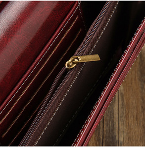 Portafogli da <span class=keywords><strong>donna</strong></span> Vintage da viaggio con Zip e pochette in <span class=keywords><strong>pelle</strong></span> di cera d'olio da <span class=keywords><strong>donna</strong></span> <span class=keywords><strong>portafoglio</strong></span> lungo - Product Image 5