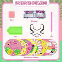 Sous-verre 5D Diamond Art avec support, 8 pièces/ensemble, sous-verre avec peinture en diamant animal bricolage personnalisé pour adultes et enfants débutants