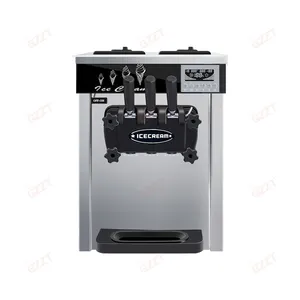 Đầy đủ Đồng Ống động cơ im lặng Máy tính để bàn nhỏ Gelato Maker thương mại 22L/h Công suất 2 + 1 hỗn hợp hương vị máy làm kem mềm