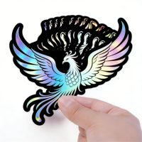 Autocollant personnalisé en vinyle découpé à la forme, étiquette holographique, imperméable, auto-adhésif, logo arc-en-ciel argenté, autocollants holographiques laser personnalisés