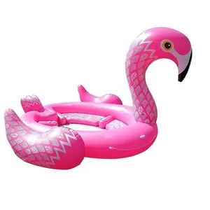 Venta al por mayor rosa flamingo isla flotante-Flamenco rosa inflable, equipo de juego de agua, Isla de fiesta, piscina flotante, juguete personalizado