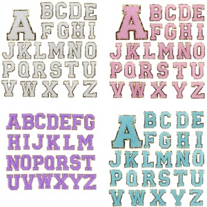 Nuevos Parches Termoadhesivos de Letras Inglesas Bordadas de Chenilla con Brillo y Borde Plateado Morado de 6.5cm, Ecológicos y con Efecto 3D - Product Image 5