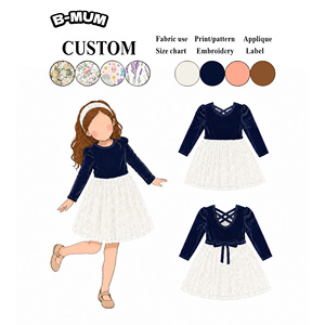 Robe en <span class=keywords><strong>velours</strong></span> à manches longues pour filles, motif floral, en maille, tenue de fête d'anniversaire, corsage superposé, <span class=keywords><strong>jupe</strong></span> en tulle, robe de petite princesse - Grande Vente - Product Image 1