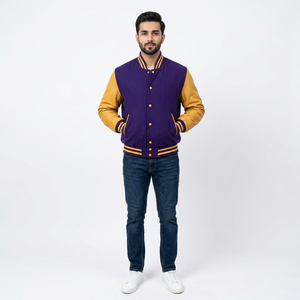 OEM High Quality Varsity <b>Jacket</b> Stand Collar Casual Fashion <b>for</b> Both Genders Front Logo Winter College <b>Baseball</b> <b>Jacket</b> <b>for</b> <b>Men</b> - Product Image 1