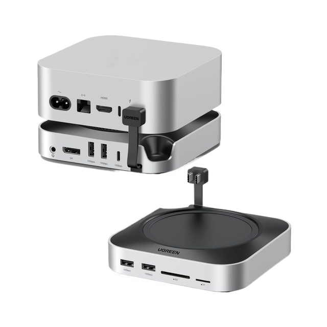 UGREEN 10 In 1 Dock And Stand DP Hub For Macmini M4 With M.2 NVMe SSD Enclosure 4K144Hz DP10G USB A/C SD/TF Audio