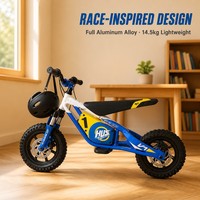 Moto électrique tout-terrain HUS pour enfants de 3 à 6 ans, 12 pouces, batterie lithium 36V, pneus cramponnés, cadre en aluminium, fourche avant