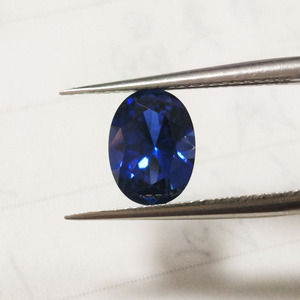 Coupe ovale 34 #   Saphir synthétique bleu corindon, pierre précieuse en vrac pour la fabrication de bijoux - Product Image 4
