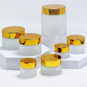 Envase Cosmético Esmerilado de 5/10/15/20/25/30/50/60/100g, Tarro de Vidrio Transparente Mate para Crema Facial con Tapa Dorada Rosa - Product Image 4