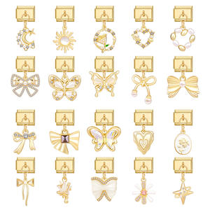 DIY Vente en gros avec diamant Breloques italiennes avec pendentif Or Fleurs Fruits et Animaux Série Bracelets à breloques italiens - Product Image 1