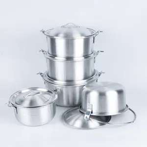 Low Price Multisize Cooking Pot cookware set16/18/20/22/24cm Camping Hanging Aluminum Soup Pot With Lid in outdoor