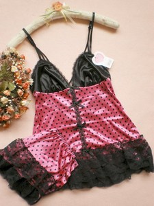 Sous-vêtements érotiques japonais et coréen mignon dames <span class=keywords><strong>Sexy</strong></span> chemise de nuit petit pyjama à pois jupe porte-jarretelles - Product Image 2