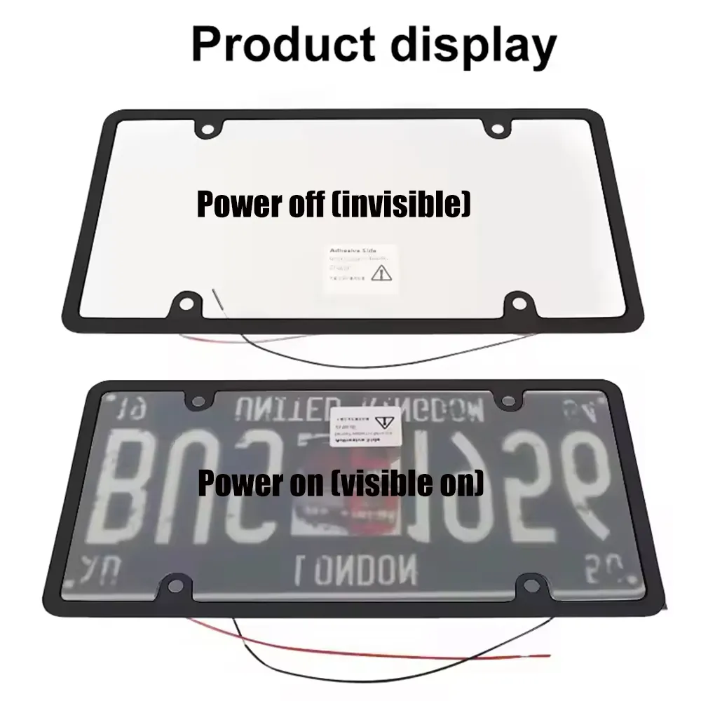 USA size 12*6 inch smoked digital anti photo anti camera electronic plastic pdlc smart film glass fog license plate cover