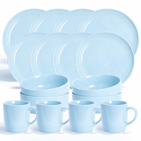 Service de table en grès réactif 16 pièces – Assiettes, bols et tasses en céramique – Collection moderne pour la maison et la restauration