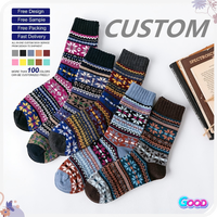 Nouvelle Collection Hiver – Chaussettes Unisexe en Laine de Lapin Épaissies, Tissage Jacquard à Fil Épais, Motif Géométrique Octogonal Floral Ethnique Européen