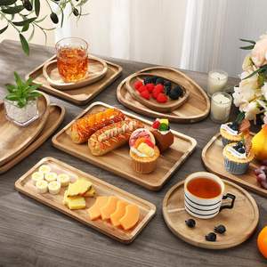 Platos de cargador de madera de Acacia ecológicos personalizados, diseño clásico, Anfo, tablero decorativo para servir, platos duraderos irregulares para acampar - Product Image 1