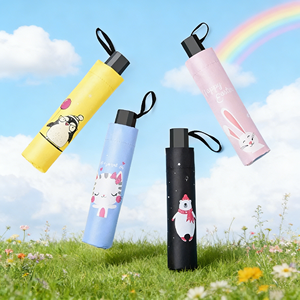 <span class=keywords><strong>Parapluie</strong></span> noir pliable en 3 sections, anti-UV, double usage pluie et soleil, motif ours mignon, pour étudiants, vente en gros - Product Image 1