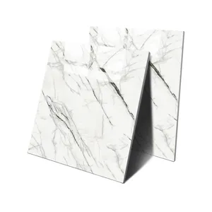 Quadara azulejos de piso de porcelana, design de piso de textura de mármore branco de 600x600 alta brilho, azulejos de vidro completo polido para banheiro