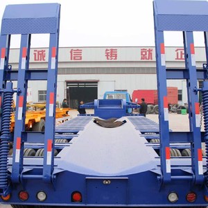Diskon besar transportasi ekskavator 3 AS 4 AS leher angsa tempat tidur rendah tempat tidur Semi truk Trailer - Product Image 1