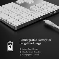 Teclado Numérico Inalámbrico Portátil Recargable ABS Plateado de 34 Teclas para Entrada de Datos y Contabilidad