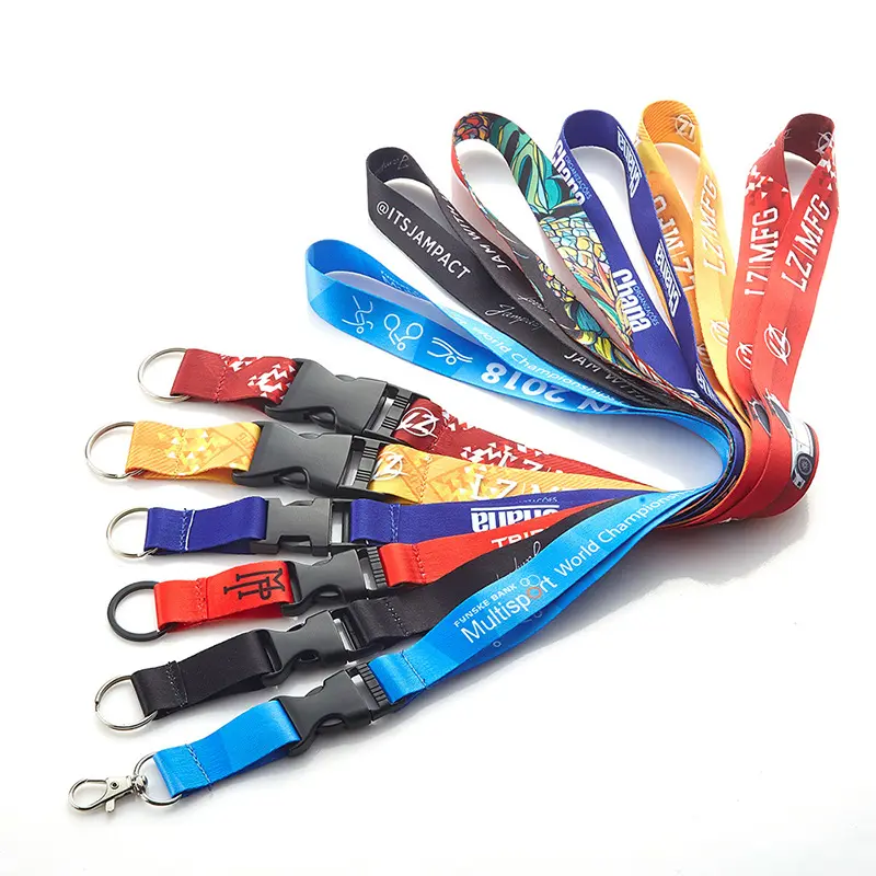 Custom Lanyards Hoge Kwaliteit Polyester Telefoon Gedrukt Ontwerp Sublimatie Geweven Pols Lanyard Met Logo Custom Riem Sleutelhanger