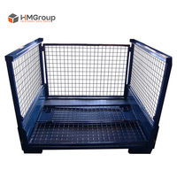 Cage à palettes pliable en acier galvanisé à revêtement en poudre, robuste, pour entrepôt