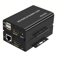 Extender KVM HDMI 150M Melalui Kabel RJ45 Lan Ethernet Cat5e 6, Mengirimkan Audio Video HDMI, Mendukung POE Loop Out Mouse Keyboard