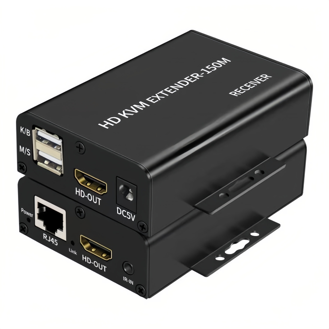 150M HDMI KVM Extender Over RJ45 Lan Ethernet Cat5e 6 Cable Transmit HDMI Audio Video Extend Support POE Loop Out Mouse Keyboard