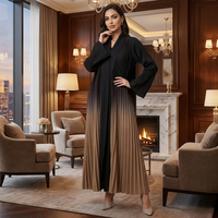 Nouvelle Abaya Plissée Miyake 2026 Noire à Col Ouvert Long Manteau Femme Élégant Résistant aux Hautes Températures