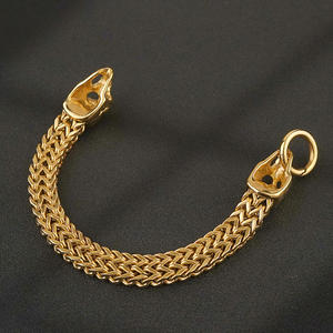 メンズブレスレット ステンレススチール ヘビーダブルフランコチェーン スカルヘッド メンズバイカーブレスレット ジュエリー ゴールドキューバンブレスレット - Product Image 4