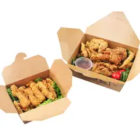 Kotak Kertas Mache Lipat Kotak Kertas Kraft Kertas Kotak Cetak Kustom Coklat untuk Makanan Restoran
