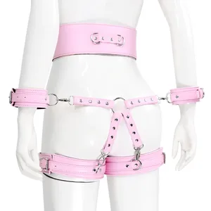 Harnais en cuir BDSM pour esclave, avec cordes, menottes à verrouillage croisé, bretelles de jambe, jarretière pour hommes et femmes, jouets sexuels coquins - Product Image 5