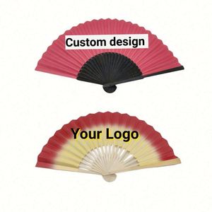 Abanico Plegable de Bambú Natural de 21 cm Personalizable con Diseño de Flores Pintadas, Regalo Empresarial, Artesanía de Bambú - Product Image 1