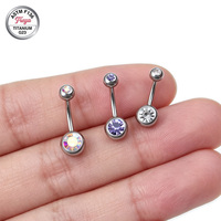 Piercings de nombril en titane ASTM F136 Freya, motif papillon et fleur, avec zircon cubique, bijoux de piercing de nombril, barbell incurvé pour femme