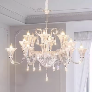 Lampe de lustre en cristal de Style européen Offre Spéciale pour la décoration intérieure Lustre de mariage Hall clair Tailles moyennes à hauteur réglable - Product Image 1