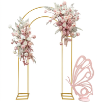 Arche de mariage en U à double cadre, support de toile de fond ouvert doré et blanc, idéale pour les mariages et les fêtes d'anniversaire