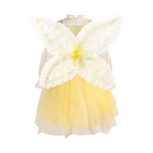Vestido <span class=keywords><strong>de</strong></span> Ángel Hada para Niñas, Amarillo y Verde, Manga Larga, Algodón, Tul, Alas, Corona <span class=keywords><strong>de</strong></span> Flores, Disfraz <span class=keywords><strong>de</strong></span> Pascua, Envío Inmediato, Liquidación - Product Image 2