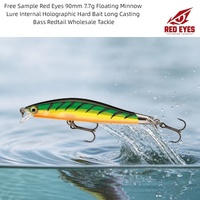 Échantillon Gratuit Leurre Minnow Flottant Red Eyes 90mm 7.7g, Holographique Interne, Appât Dur pour Longue Portée, Bass et Redtail, Vente en Gros