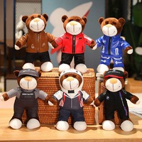 Nouveau casque de moto ours en peluche veste en cuir ours en peluche animaux en peluche poupées moto décoration coffre suspendu accessoire