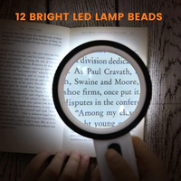 Loupe portable 30x avec outil de lecture et d'entretien en laiton portable 12 LED