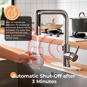 Single-Hole <strong>Stainless</strong> Steel Touchless Kitchen Faucet Motion Sensor <strong>5</strong> Modes Pull Sprayer Cupc Certified <strong>Brushed</strong> Nickel Finish - Product Image 5