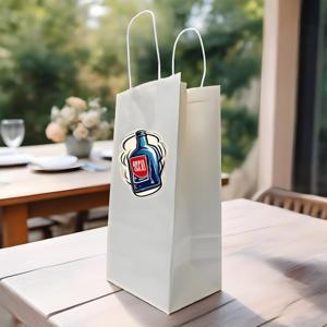 Bolsas de papel blancas expandibles para panadería con asas de cinta azul marino, logotipo, bolsa de papel kraft azul para alimentos de 5x7 con asa retorcida para donuts - Product Image 2