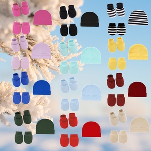 <strong>Personalised</strong> Newborn <strong>Baby</strong> <strong>Hat</strong> &amp; Gloves <strong>Baby</strong> Cotton <strong>Hats</strong> Anti-scratch Mitten Name Unisex <strong>Baby</strong> <strong>Hat</strong> and Mittens Set - Product Image 1