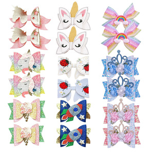 Fermaglio per capelli antiscivolo a forma di unicorno in metallo e tessuto, accessori per capelli in pelle glitterata, corona di rose, gelato, accessori per capelli per bambini - Product Image 1