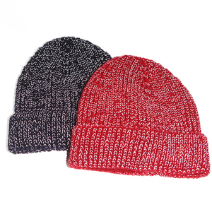 Hip Hop Street Winter Warm Custom Acrylic <span class=keywords><strong>Skull</strong></span> Safe Night Reflected Knitted Reflective Beanie Hat - Product Image 1