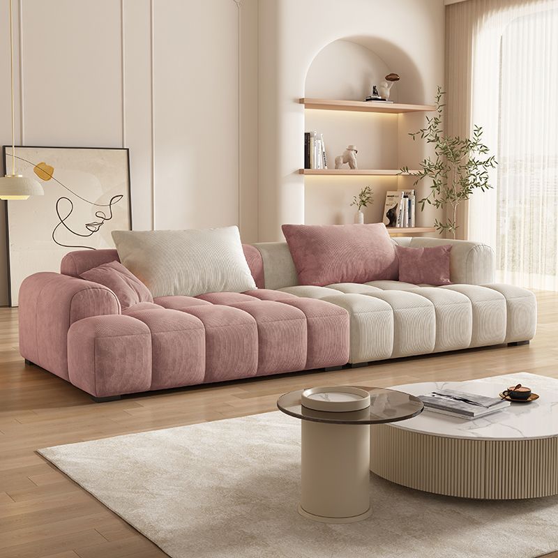 Soft Corduroy Rice White with Pink