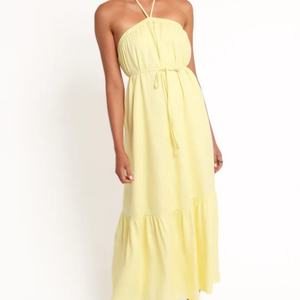 Vestido Largo Informal de Verano 2025 para Mujer, de Algodón y Lino, Estilo Casual, Color Sólido - Product Image 3