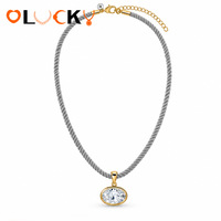 Collier Pendentif Cordon Couleur Personnalisée LUCKYJIU avec Zircon Cubique, Plaqué Or 18K, en Acier Inoxydable, Bijoux OEM ODM Vente en Gros pour Marques Féminines